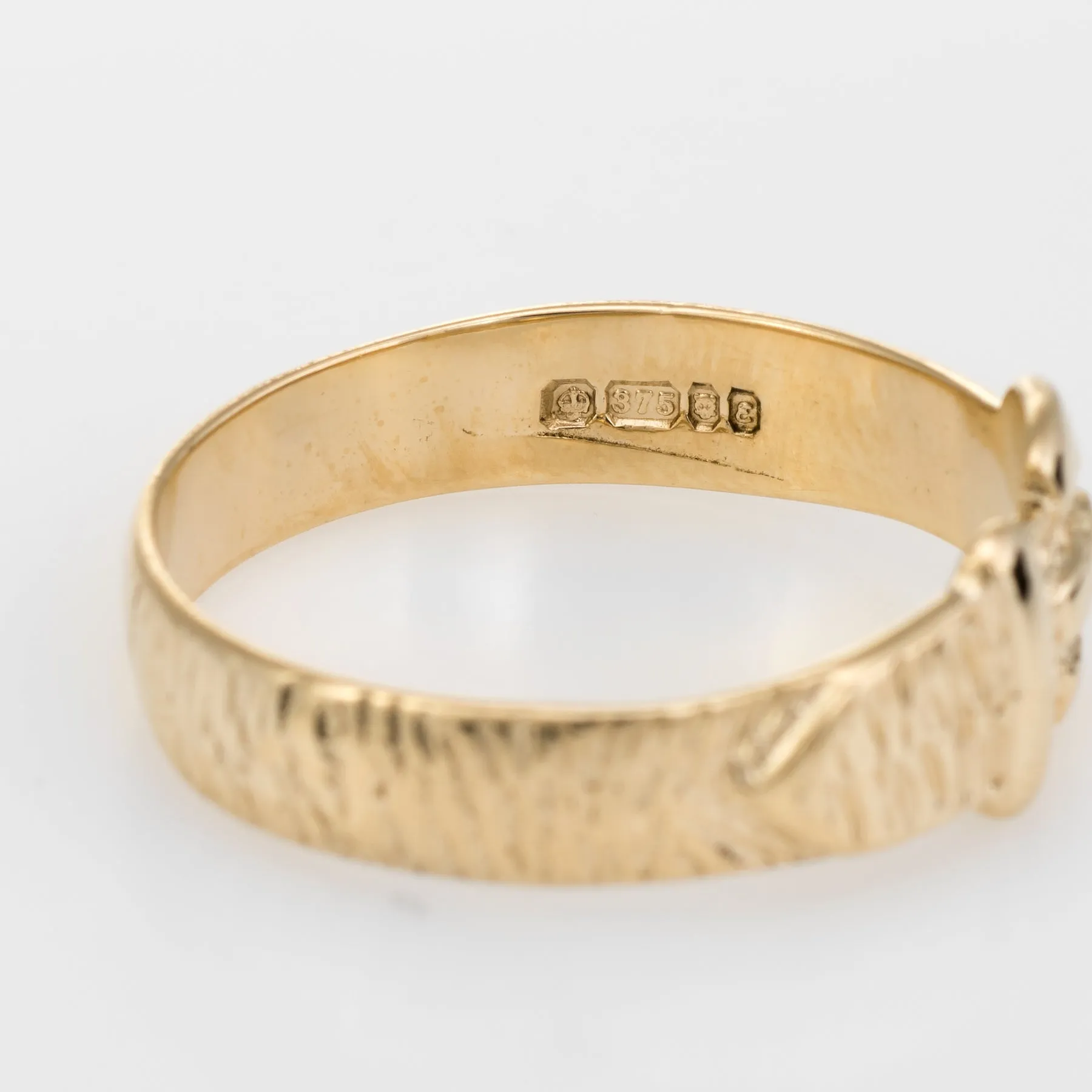 Vintage Buckle Ring 9k Yellow Gold Belt Stacking Ring c1979 English Jewelry