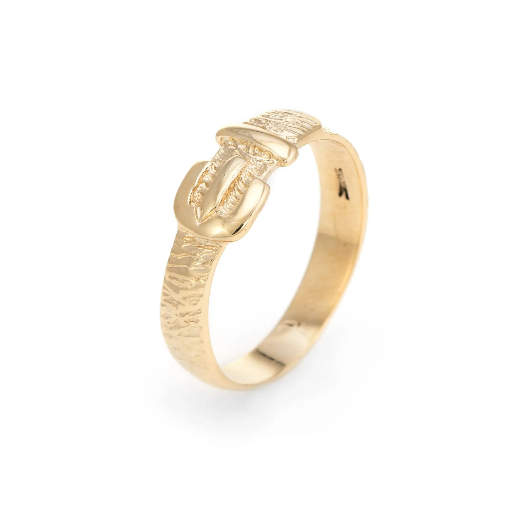 Vintage Buckle Ring 9k Yellow Gold Belt Stacking Ring c1979 English Jewelry