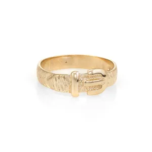 Vintage Buckle Ring 9k Yellow Gold Belt Stacking Ring c1979 English Jewelry