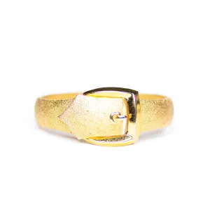 Vintage Crown Trifari Gold Buckle Hinged Bangle Bracelet