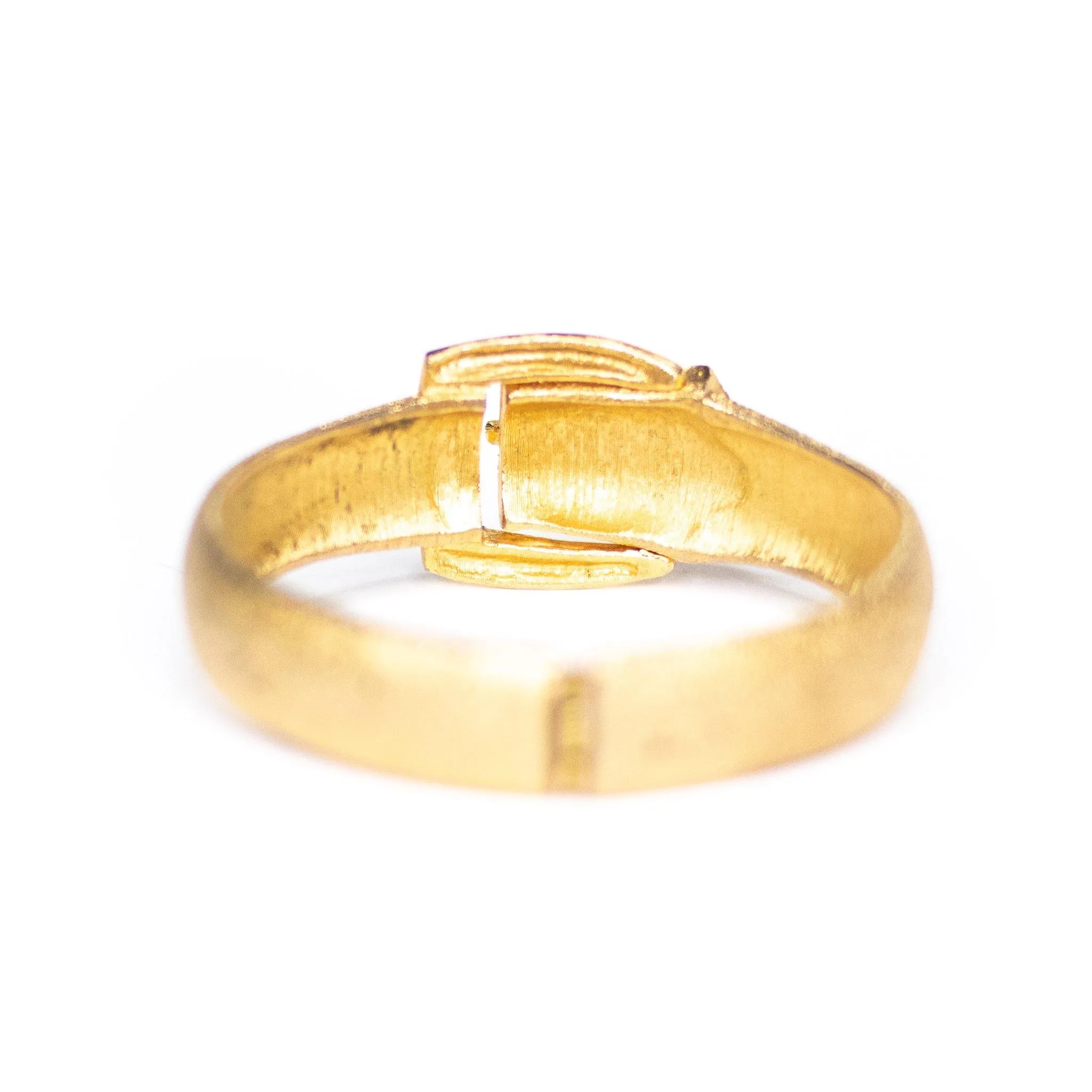 Vintage Crown Trifari Gold Buckle Hinged Bangle Bracelet