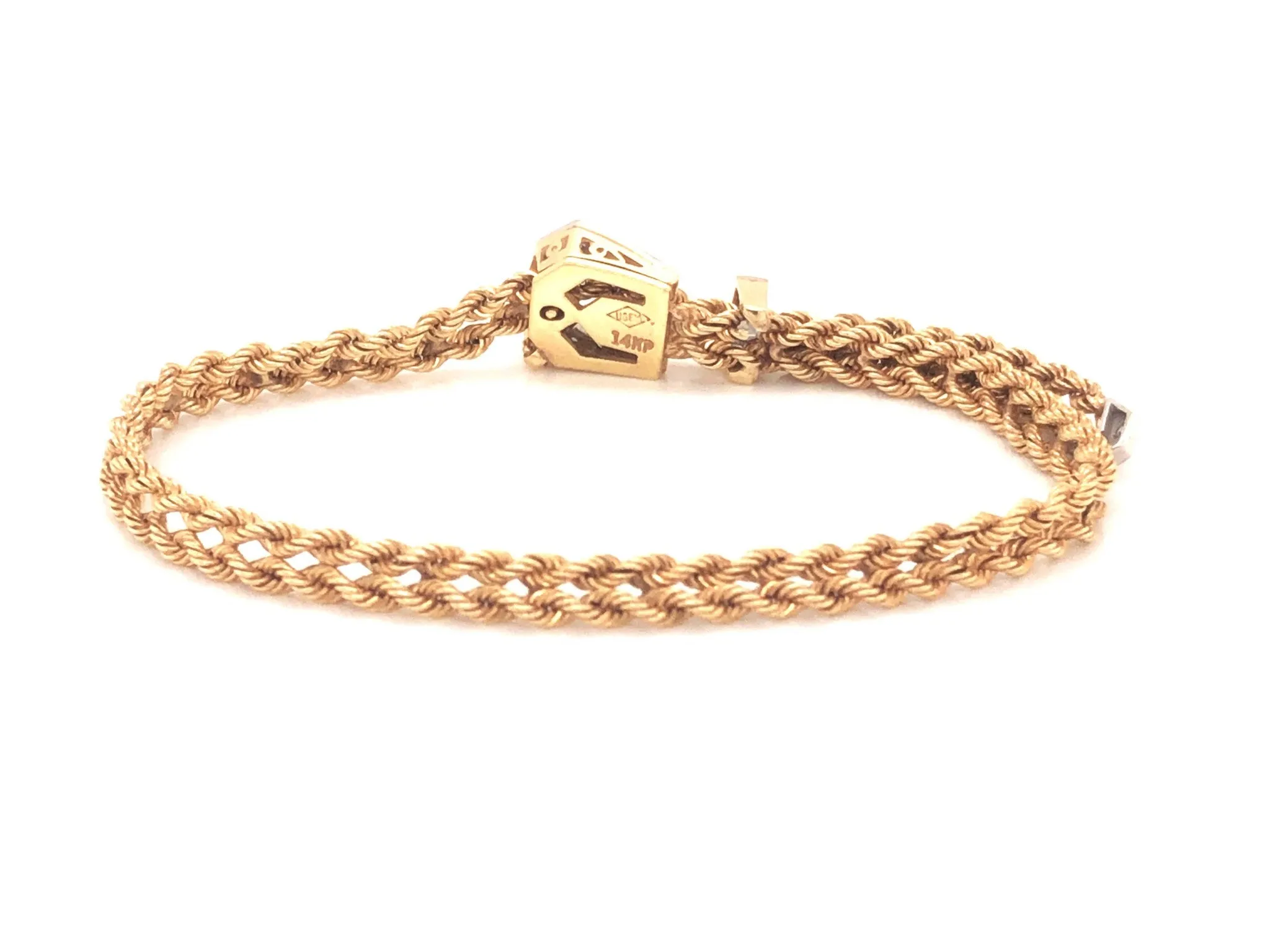 Vintage Diamond Belt Double Rope Bracelet in 14k Yellow Gold SM