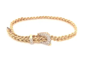 Vintage Diamond Belt Double Rope Bracelet in 14k Yellow Gold SM
