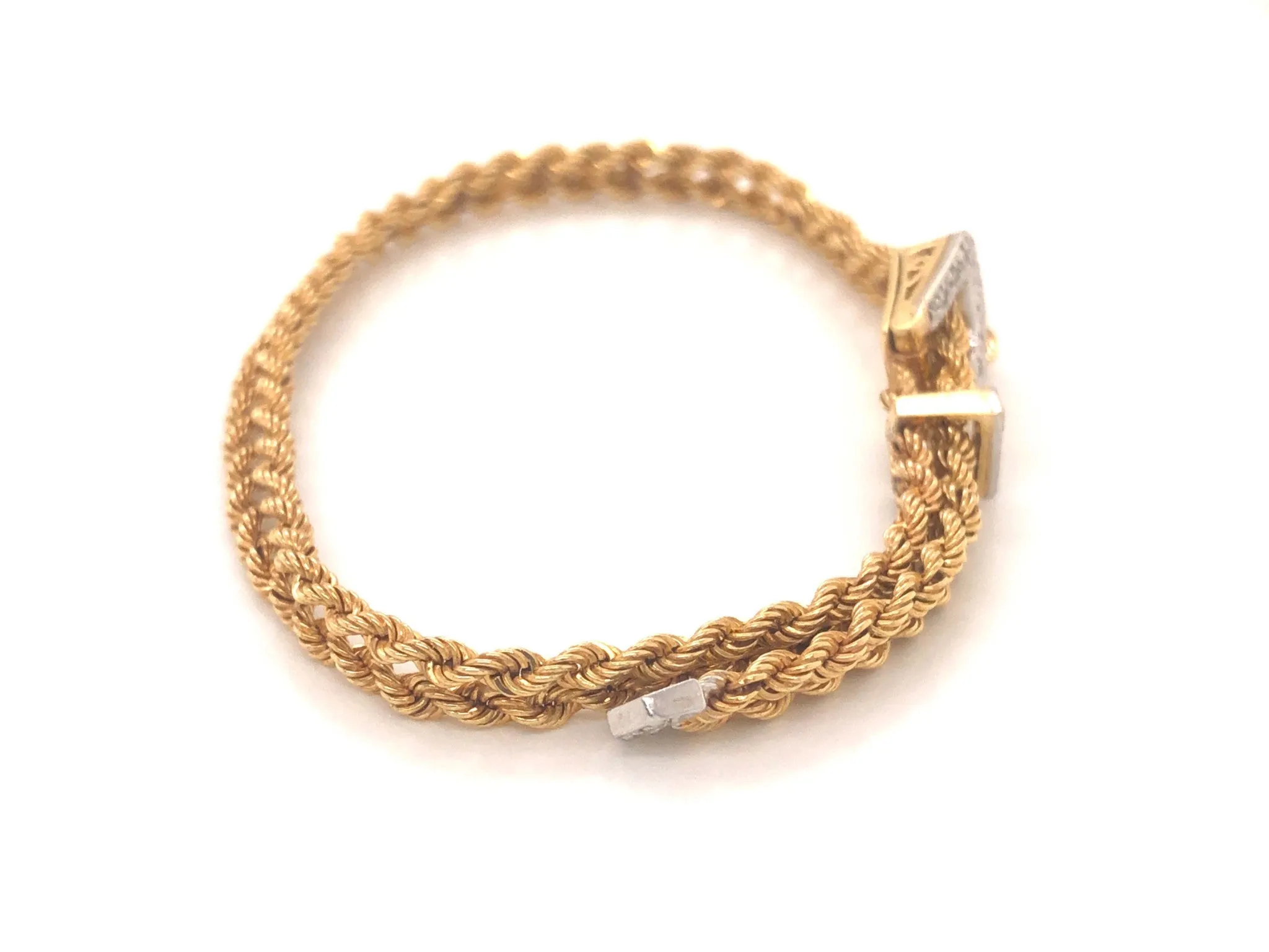 Vintage Diamond Belt Double Rope Bracelet in 14k Yellow Gold SM