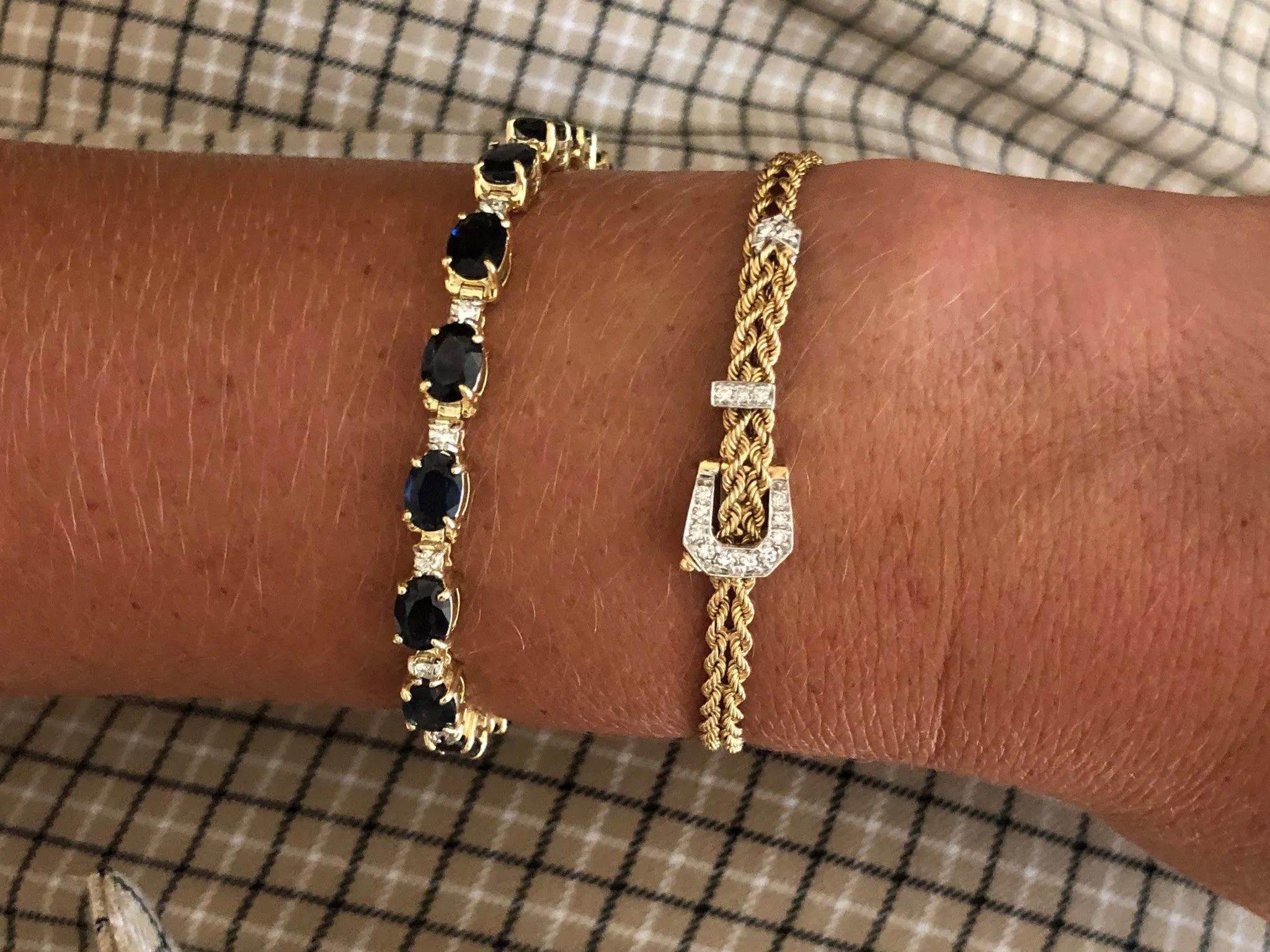 Vintage Diamond Belt Double Rope Bracelet in 14k Yellow Gold SM