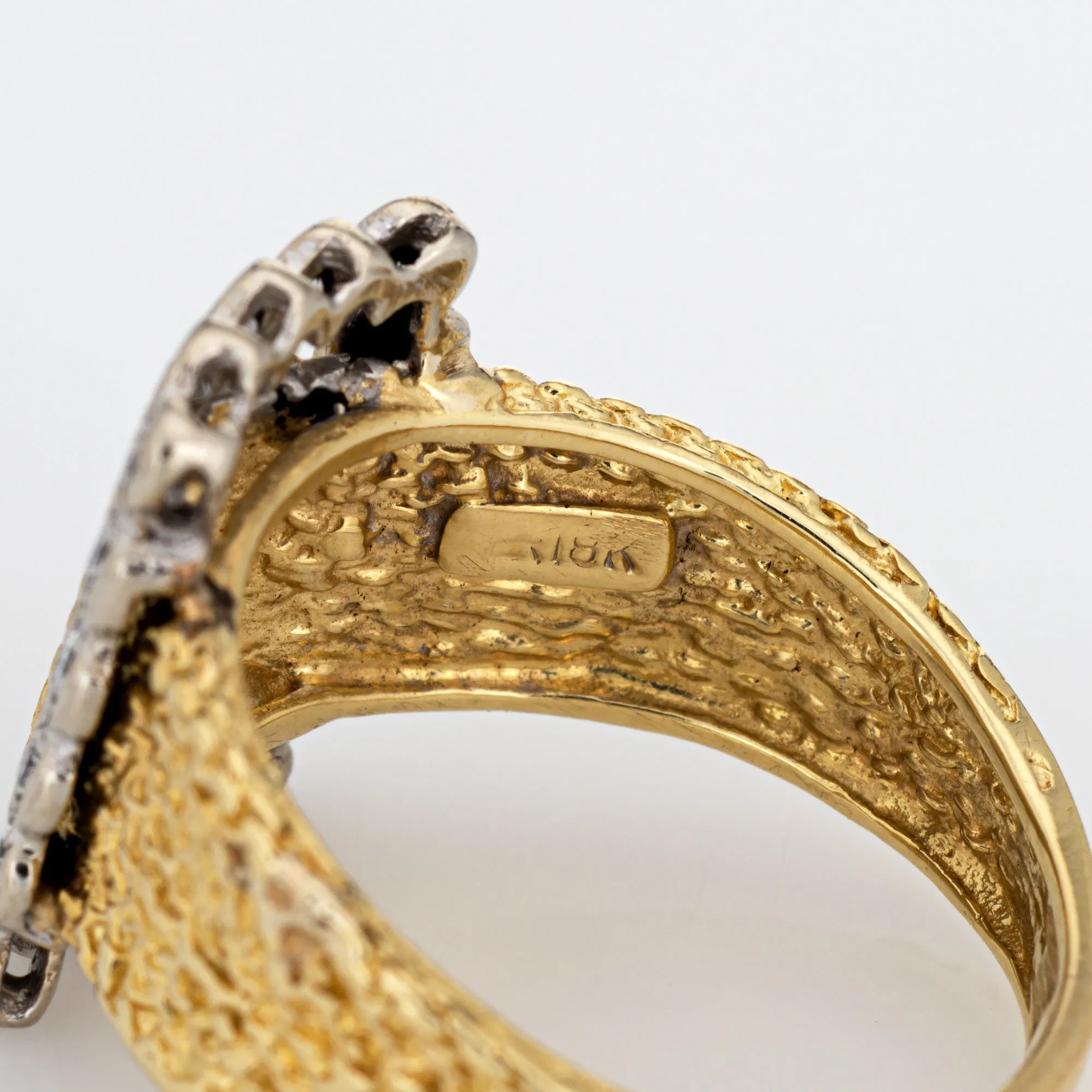Vintage Diamond Buckle Ring 14k Yellow Gold Sz 9 Square Band Fine Estate Jewelry