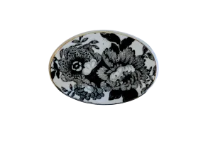 Vintage Floral Black and White Brooch