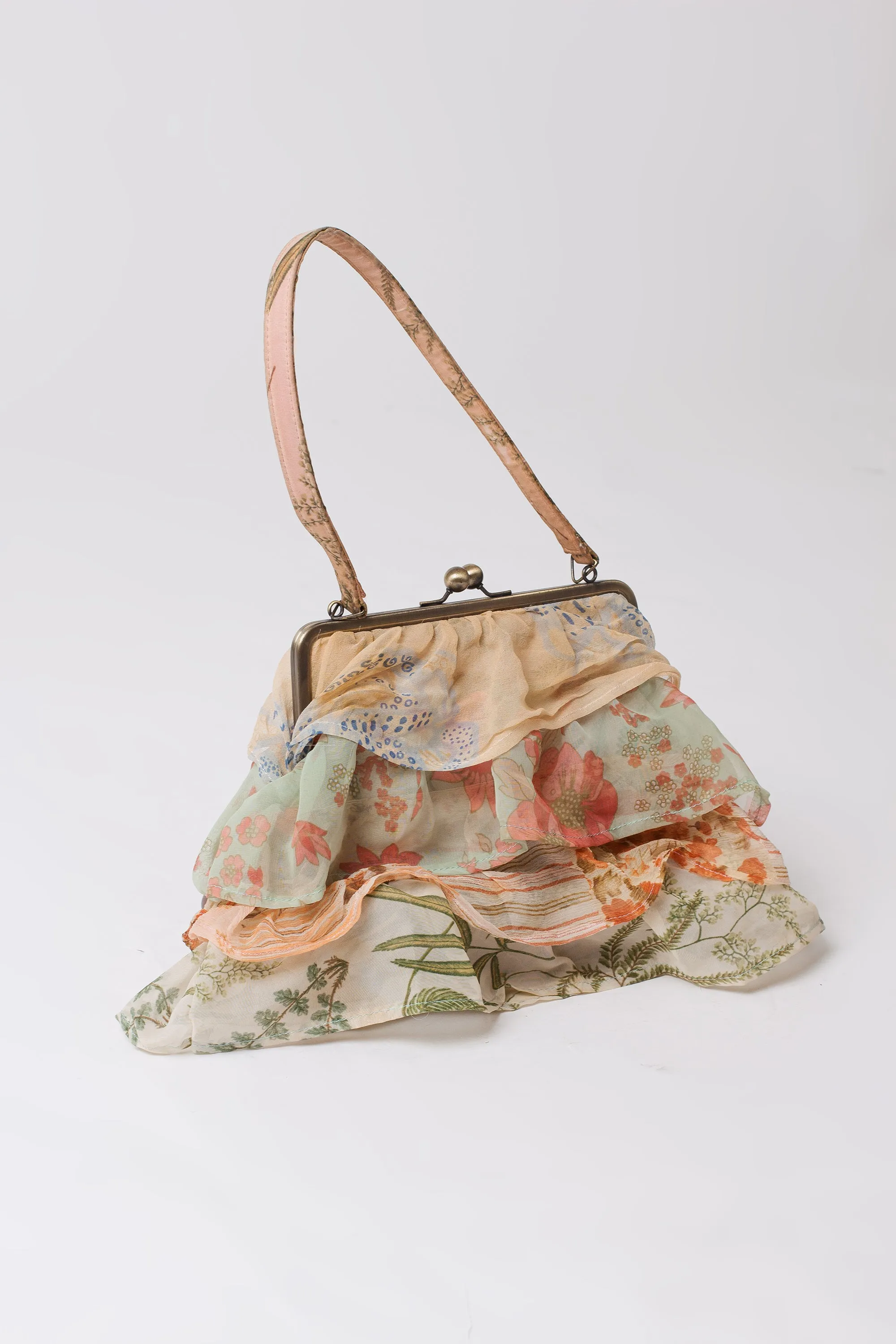 Vintage Floral Ruffle Clutch Purse