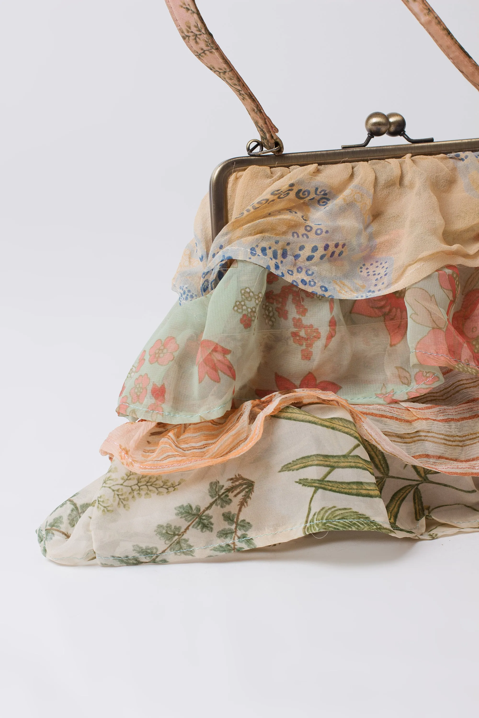 Vintage Floral Ruffle Clutch Purse
