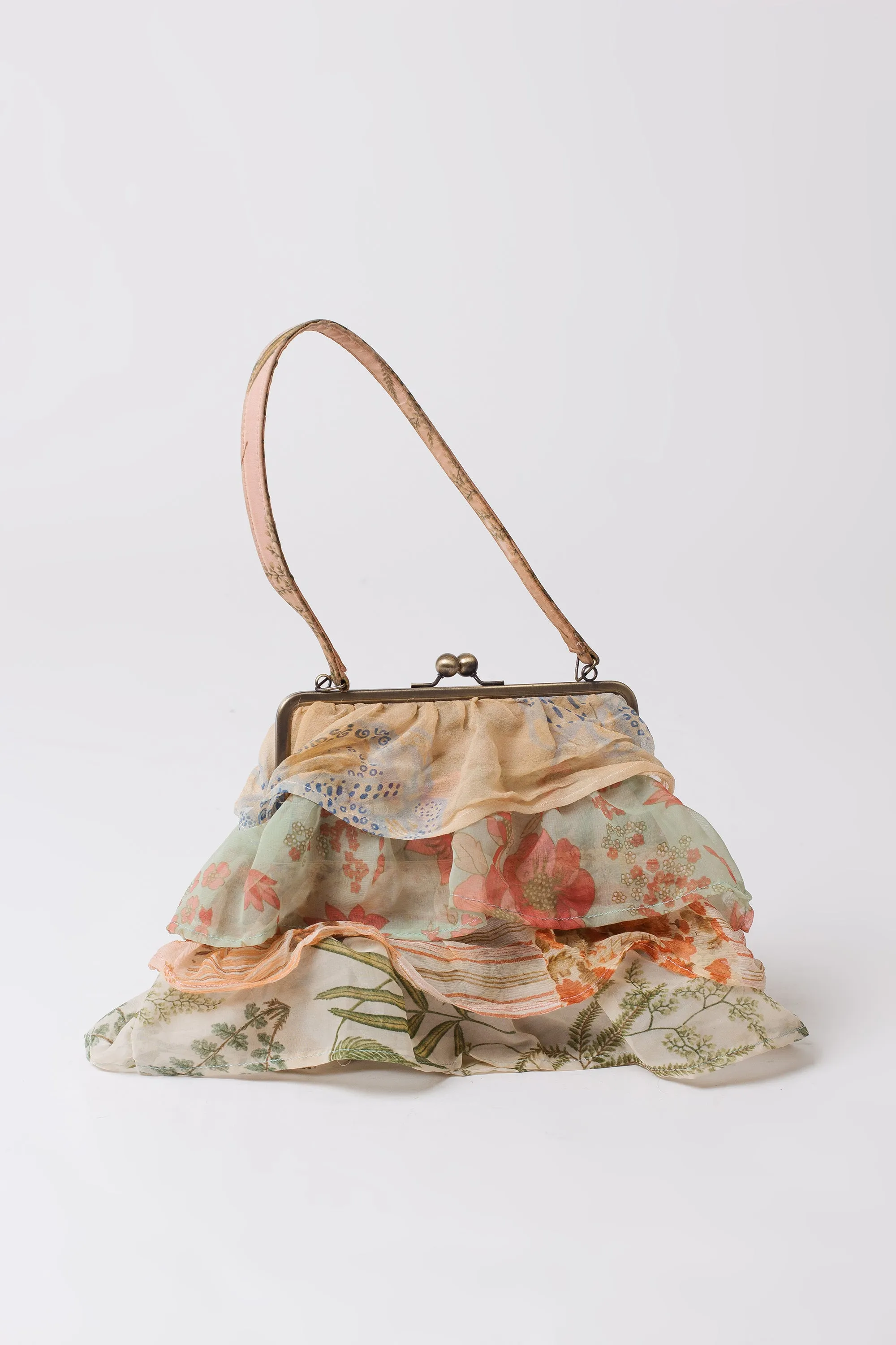 Vintage Floral Ruffle Clutch Purse