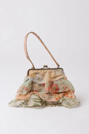 Vintage Floral Ruffle Clutch Purse