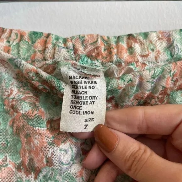 Vintage Gauze Like Floral Green and Blush Blouse and Skirt Set - 7