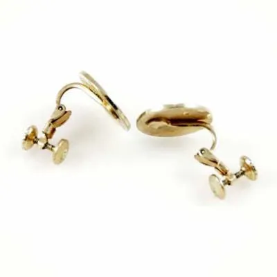 Vintage Goldtone Etched Floral Clip Earrings 1950S