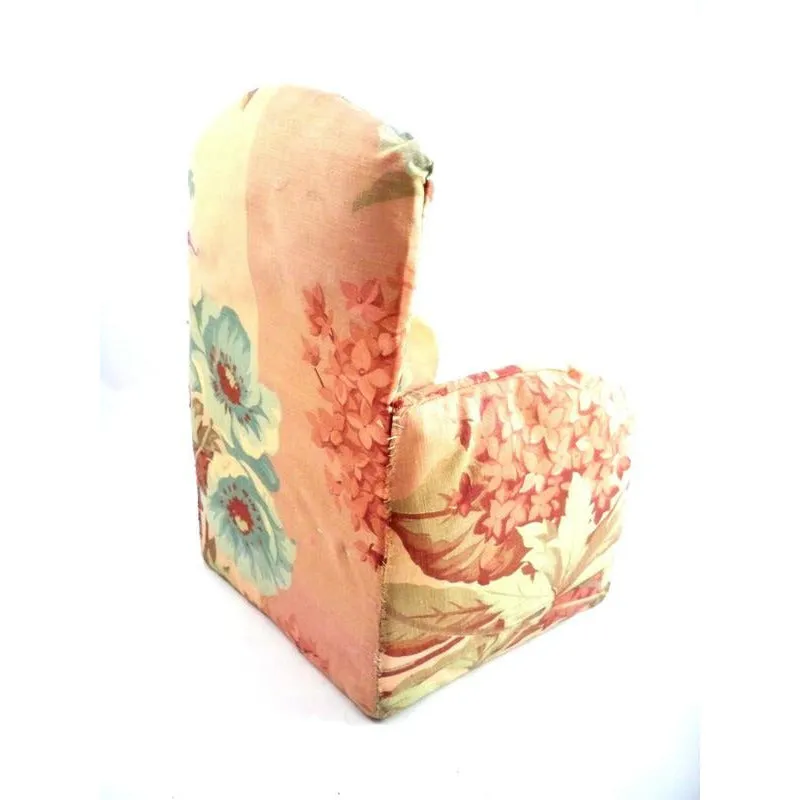 Vintage Miniature Boudoir Chair/Sewing Box Shabby Pink Chintz Print 1930s