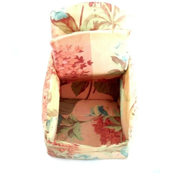 Vintage Miniature Boudoir Chair/Sewing Box Shabby Pink Chintz Print 1930s