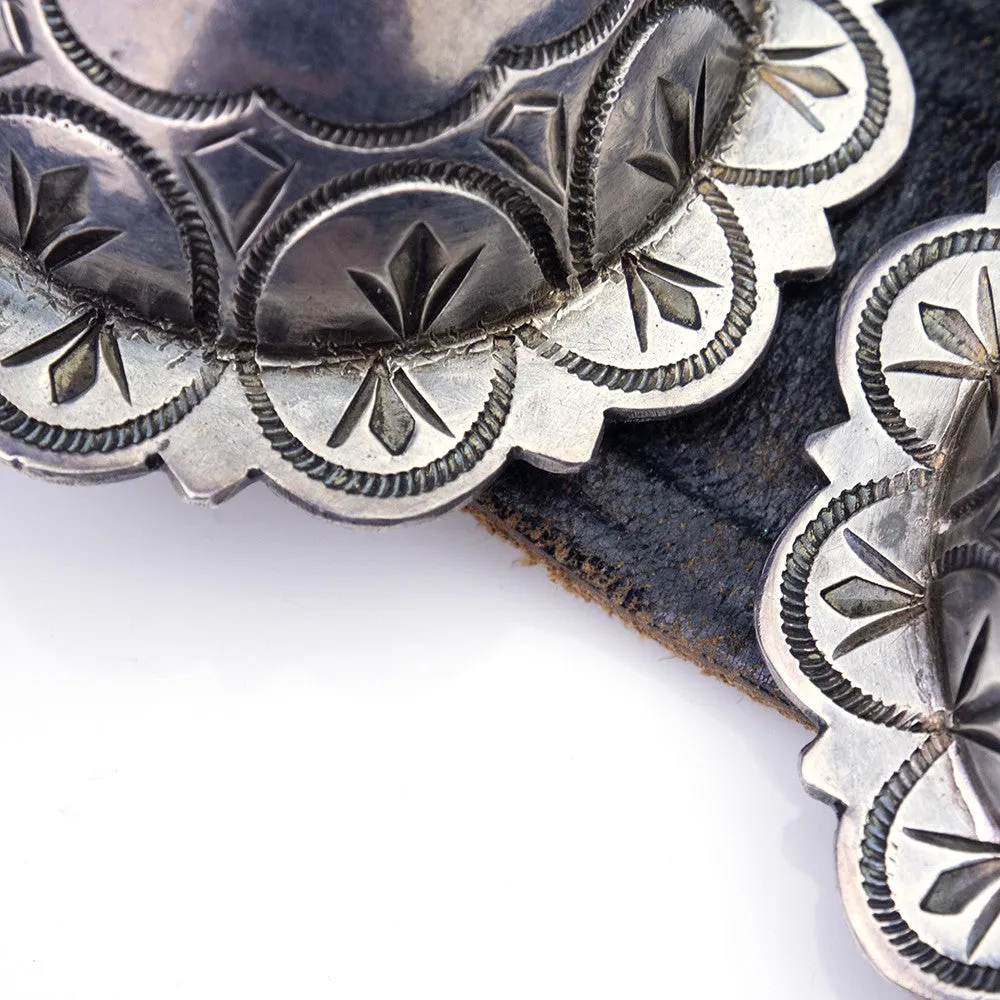 Vintage Native American Silver Conch Belt