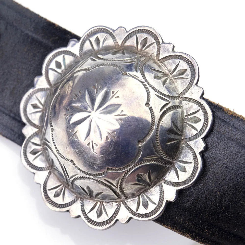 Vintage Native American Silver Conch Belt