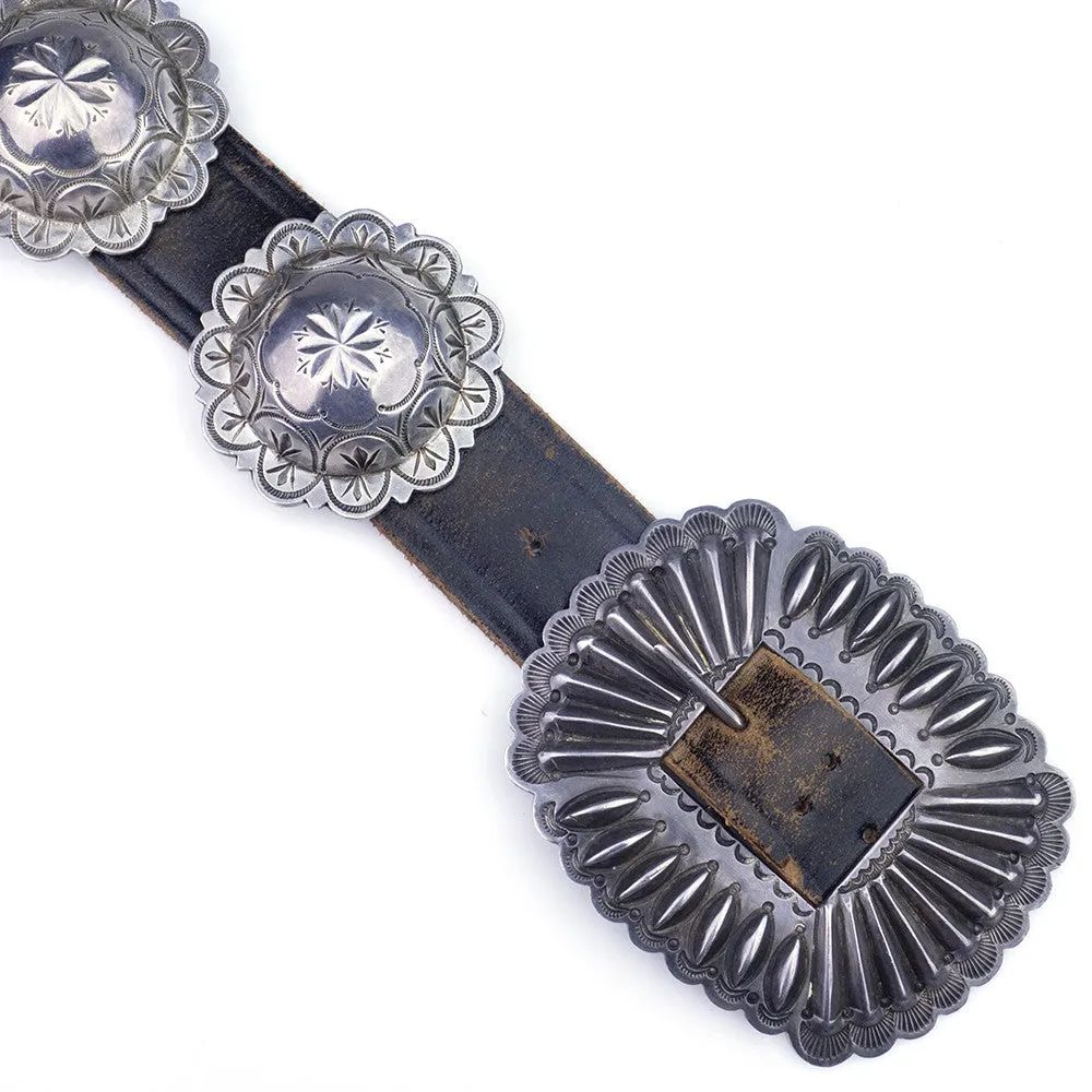 Vintage Native American Silver Conch Belt