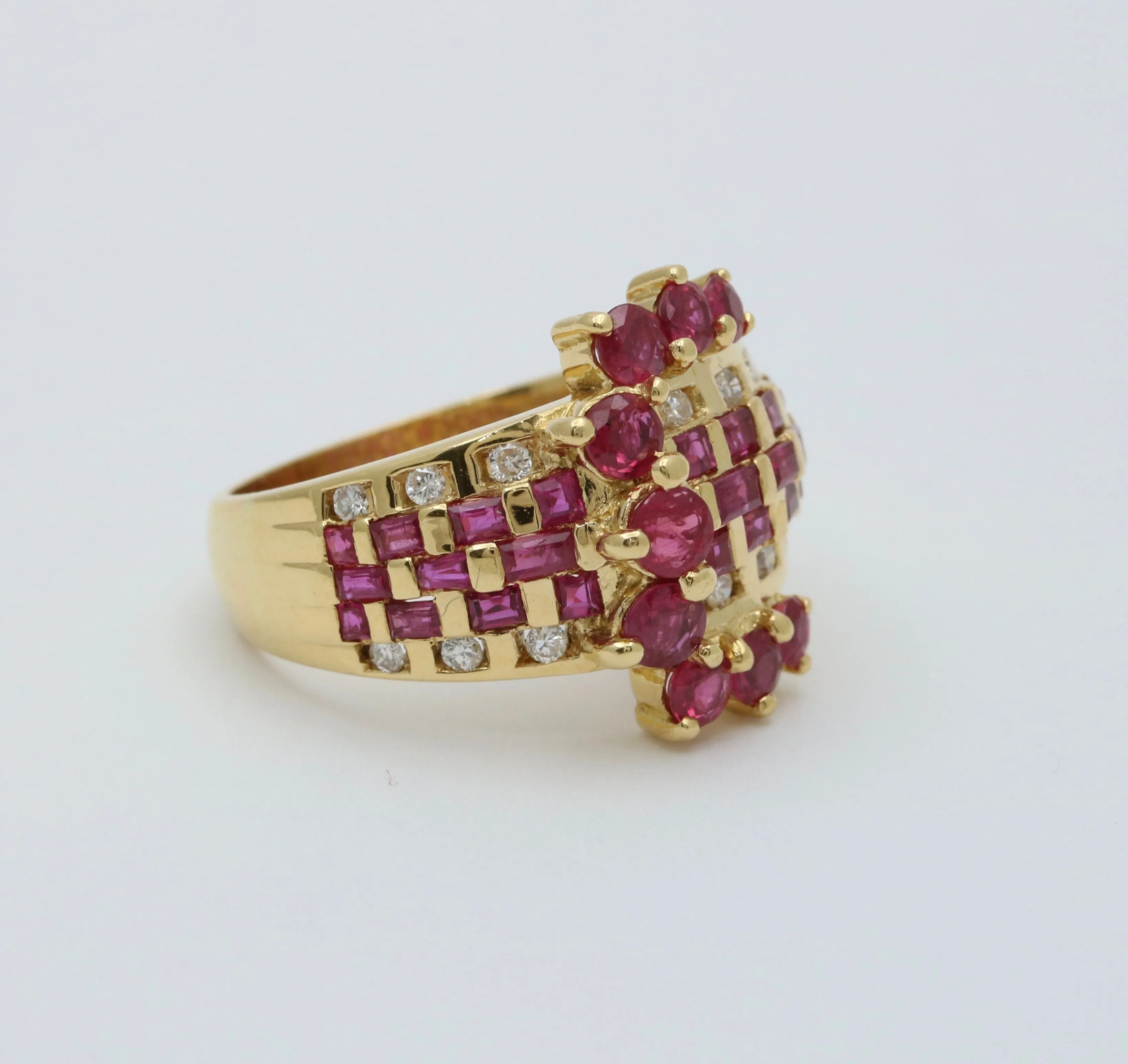 Vintage Ruby and Diamond Buckle Ring