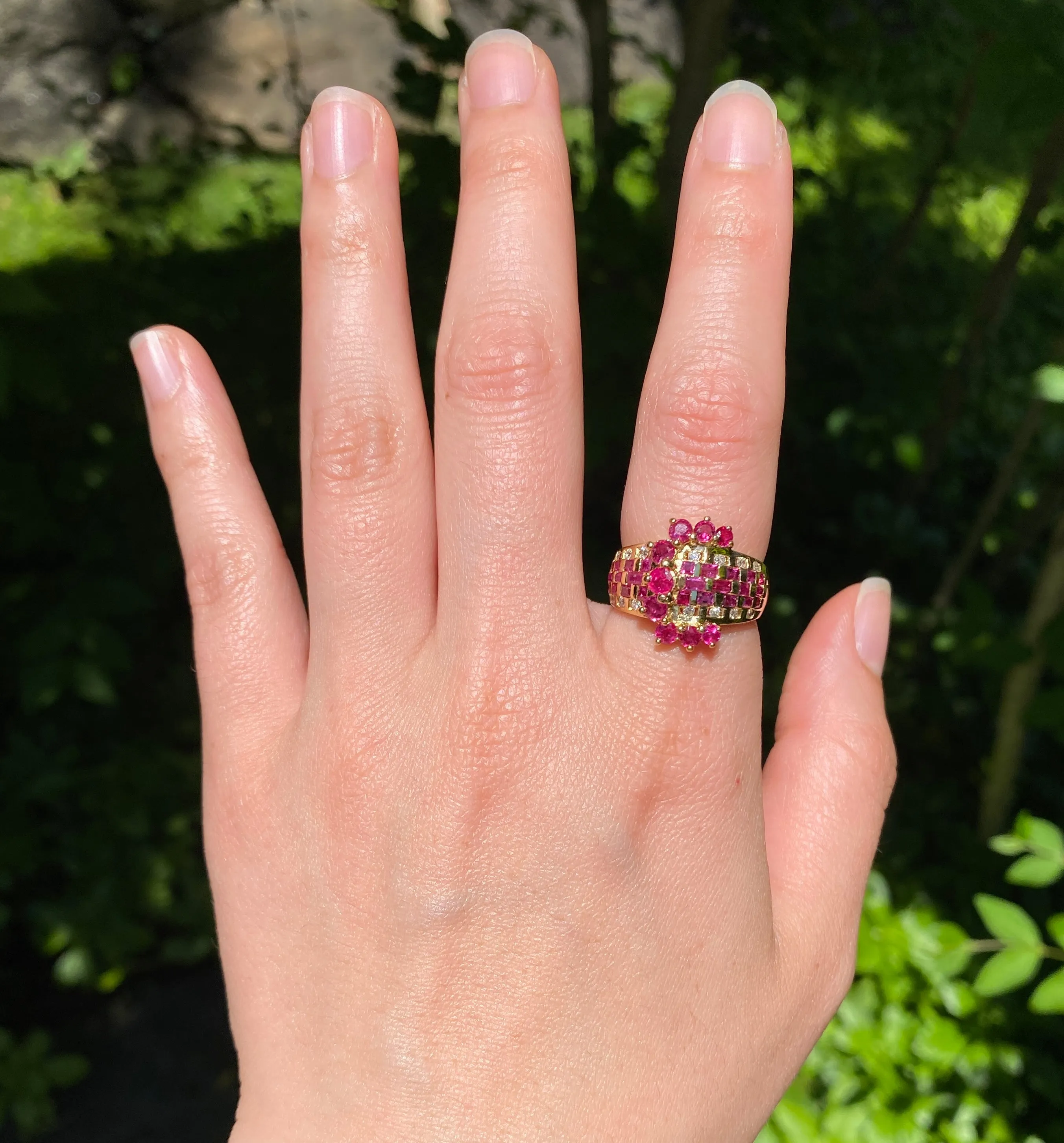 Vintage Ruby and Diamond Buckle Ring