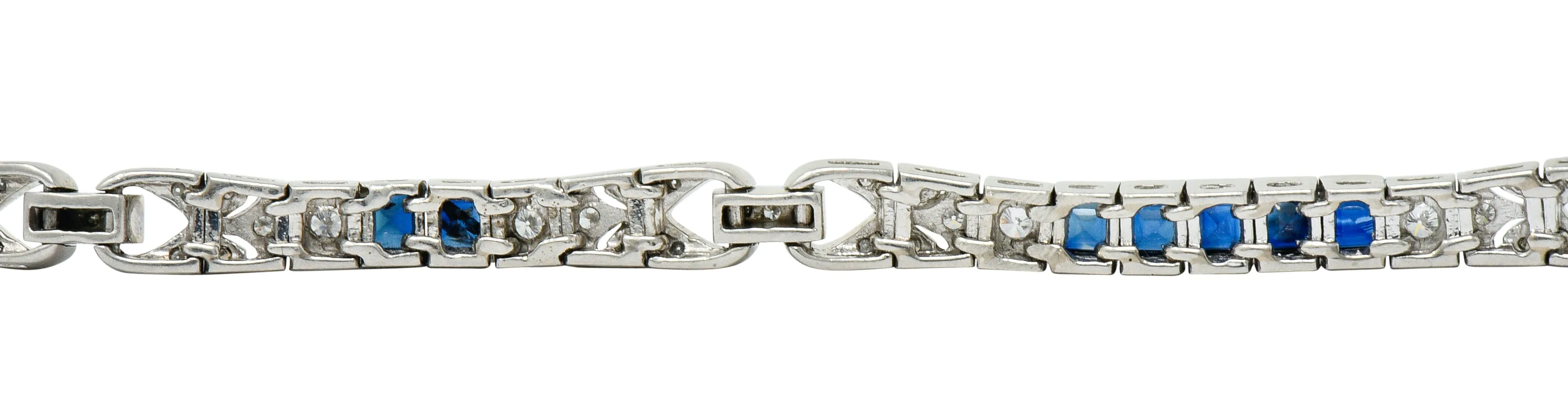 Vintage Sapphire Diamond Platinum Line Bracelet