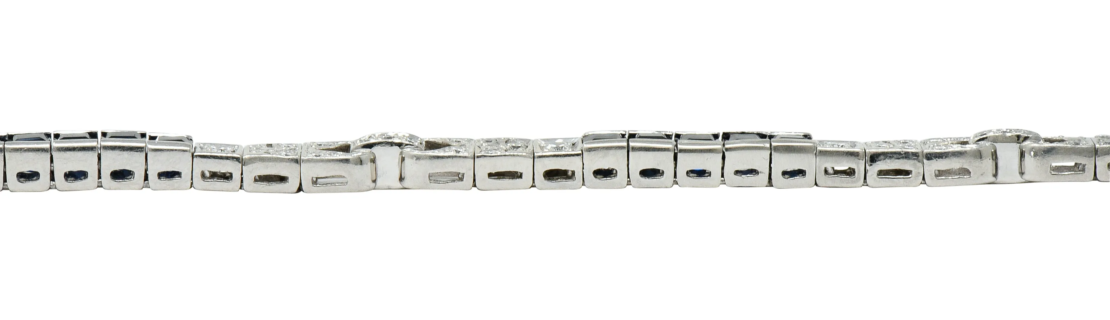Vintage Sapphire Diamond Platinum Line Bracelet