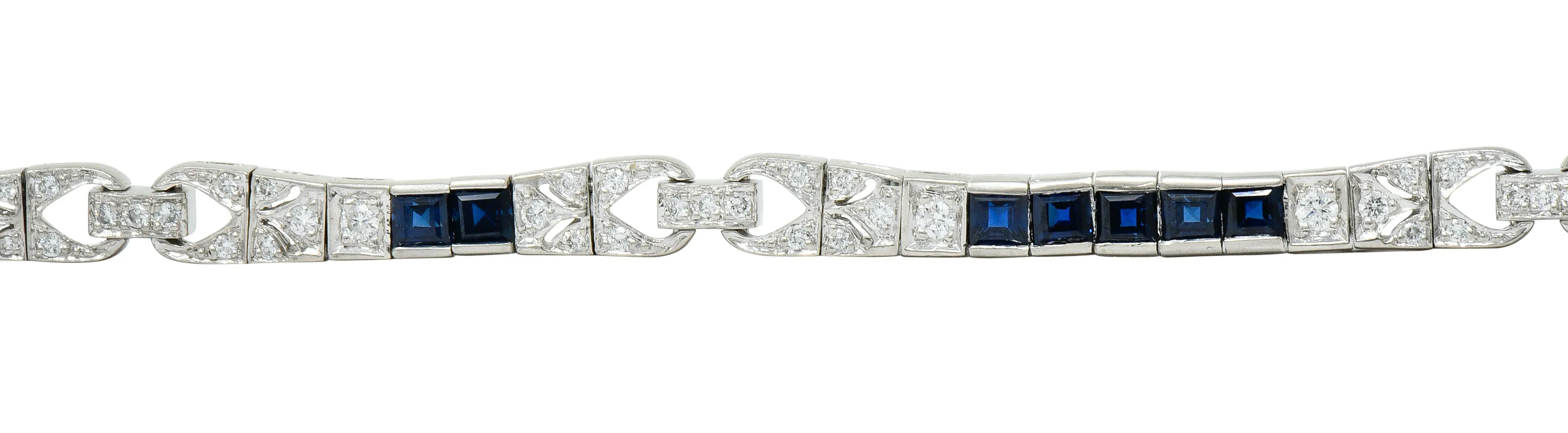 Vintage Sapphire Diamond Platinum Line Bracelet
