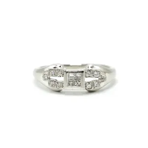 Vintage Style Princess Cut Diamond Cluster Platinum Engagement Ring