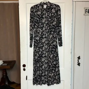 Vintage Talbots long sleeve button down maxi dress floral