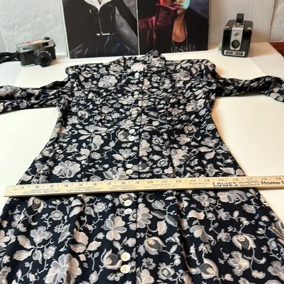 Vintage Talbots long sleeve button down maxi dress floral