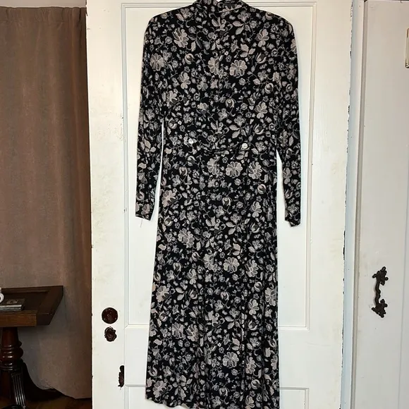 Vintage Talbots long sleeve button down maxi dress floral