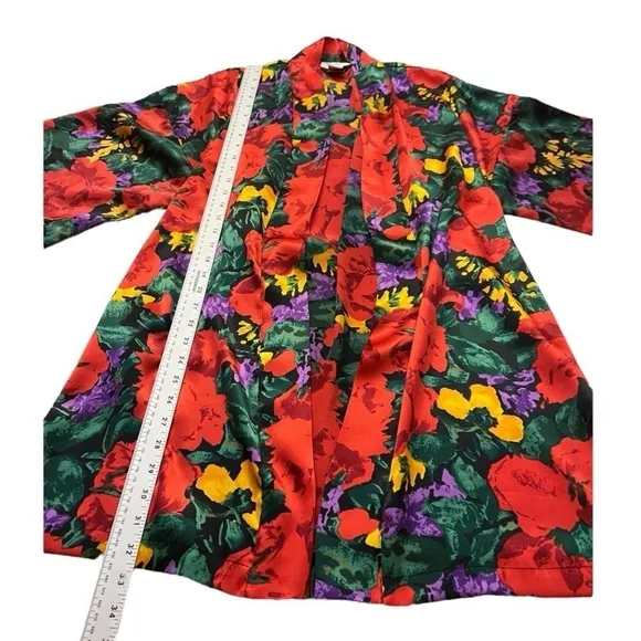 Vintage Victoria Secret Gold Label Red Floral Robe S