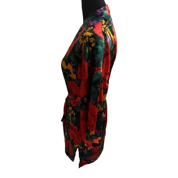 Vintage Victoria Secret Gold Label Red Floral Robe S