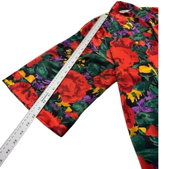 Vintage Victoria Secret Gold Label Red Floral Robe S