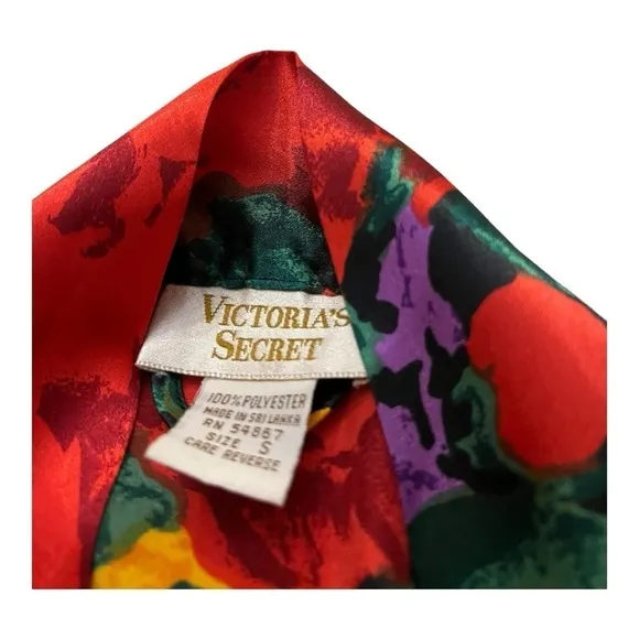 Vintage Victoria Secret Gold Label Red Floral Robe S