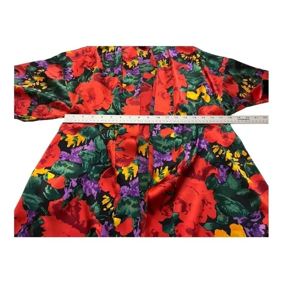 Vintage Victoria Secret Gold Label Red Floral Robe S