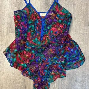 Vintage Victoria's Secret Gold Label Bodysuit Lingerie Teddy One Piece Floral S