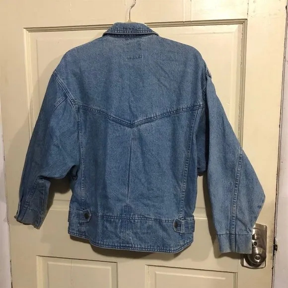 Vintage Women Oversized Denim Lace Jacket by Together 1980s size Small