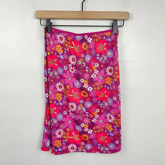 Vintage Y2K Xhilaration Floral Skirt Womens Large Pink Deadstock Clueless 90s