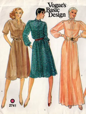Vogue Basic Design 2741 Womens Blouson Bodice Dresses 1980s Vintage Sewing Pattern Size 10 Bust 32.5 inches UNCUT Factory Folded