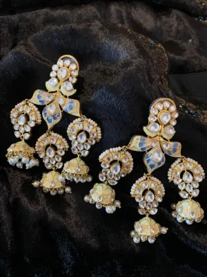 Water Lily Triple Jhumki Earrings