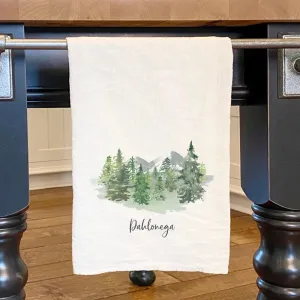 Watercolor Mountain Scene, Custom - Cotton Tea Towel