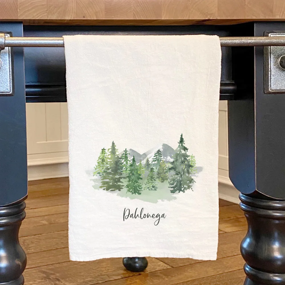 Watercolor Mountain Scene, Custom - Cotton Tea Towel
