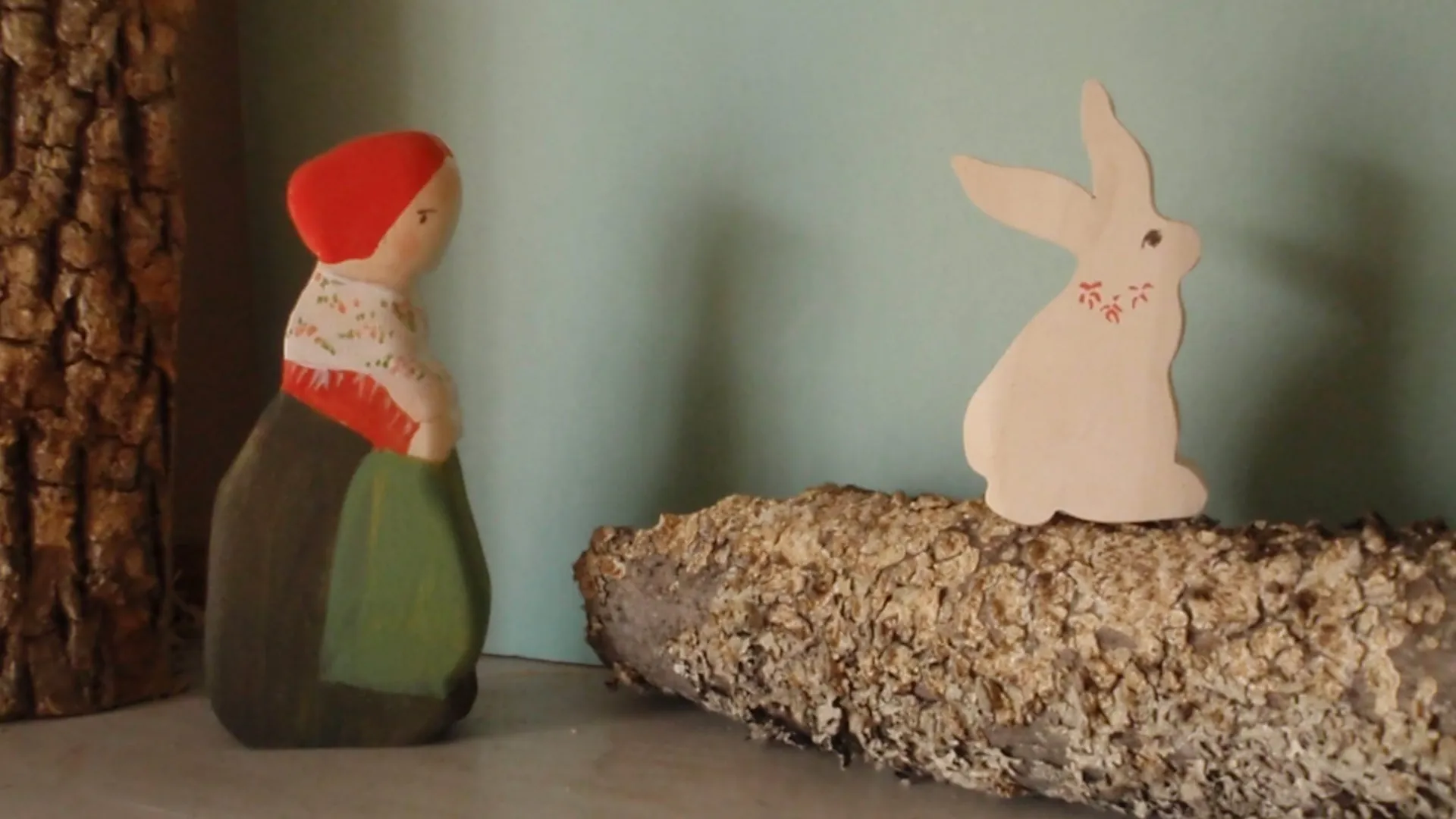wee little spring bunny and forest mama set -waldorf nature table