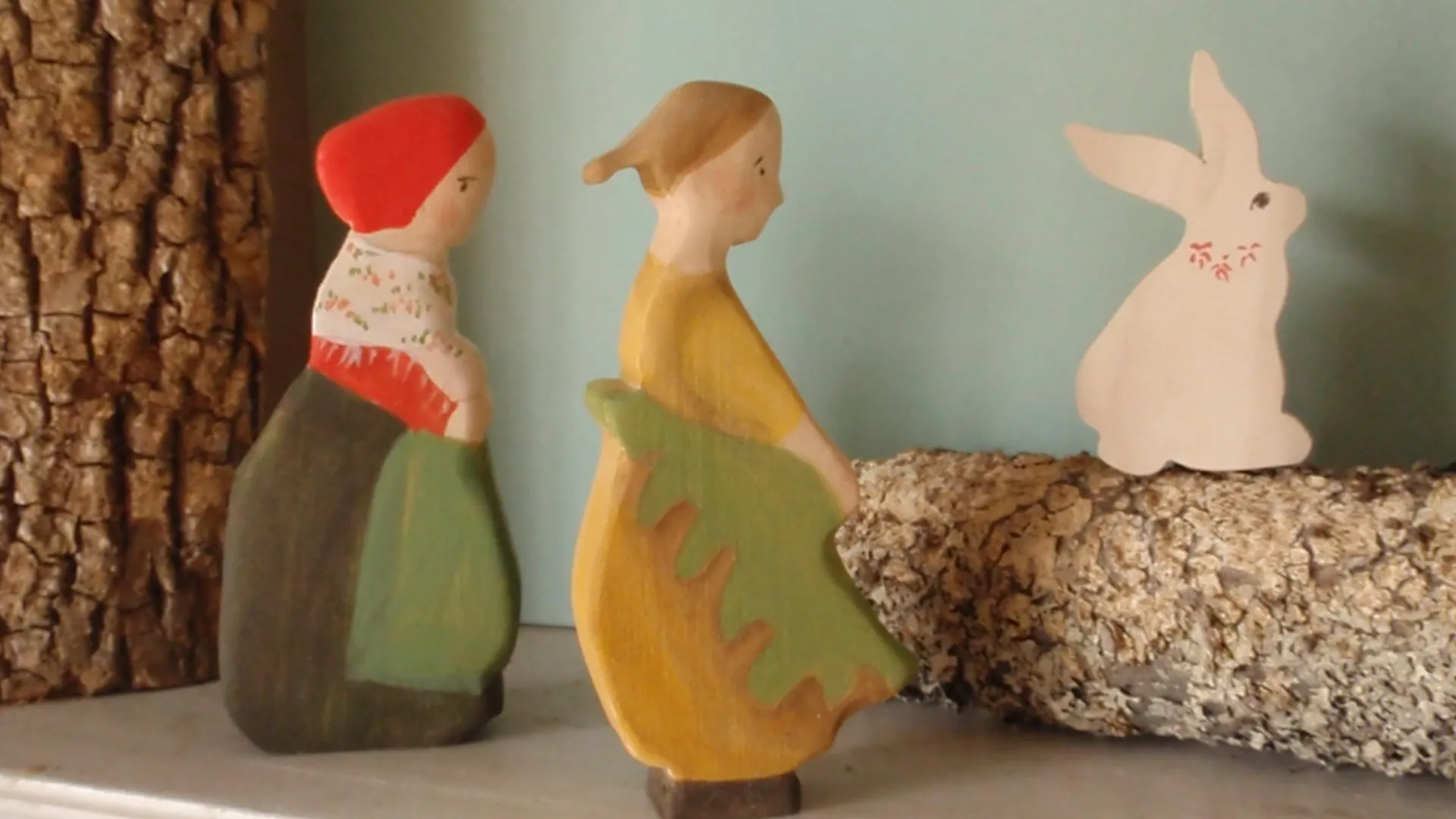 wee little spring bunny and forest mama set -waldorf nature table
