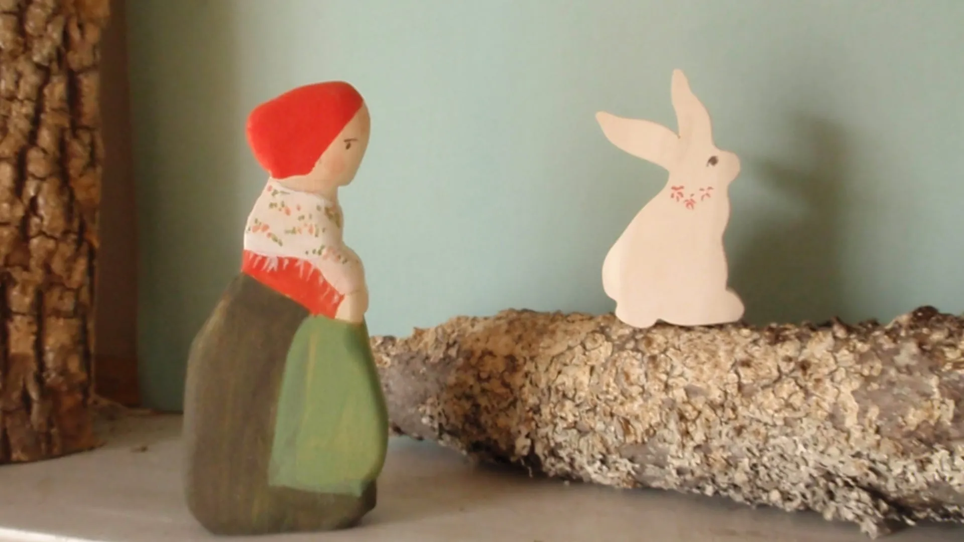 wee little spring bunny and forest mama set -waldorf nature table