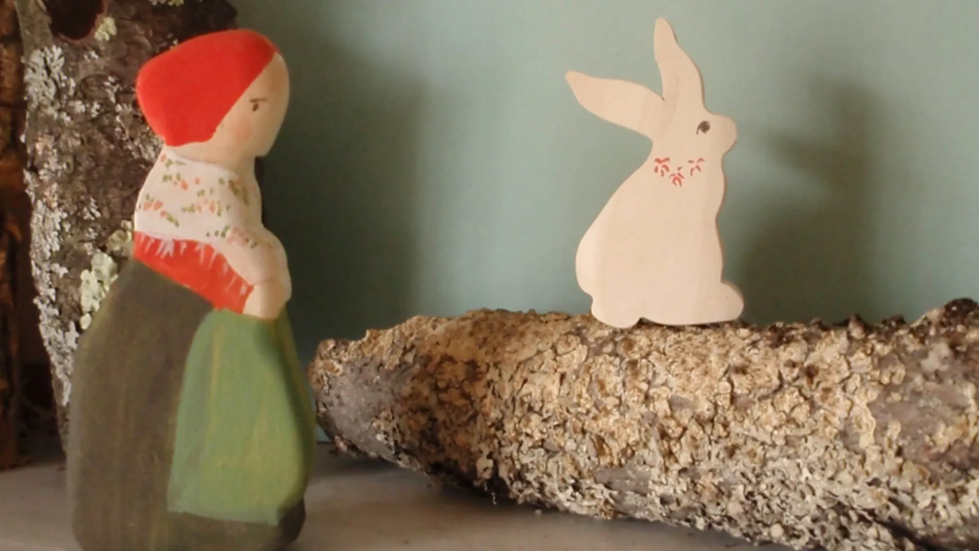 wee little spring bunny and forest mama set -waldorf nature table