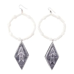 White jade abstract fish earrings