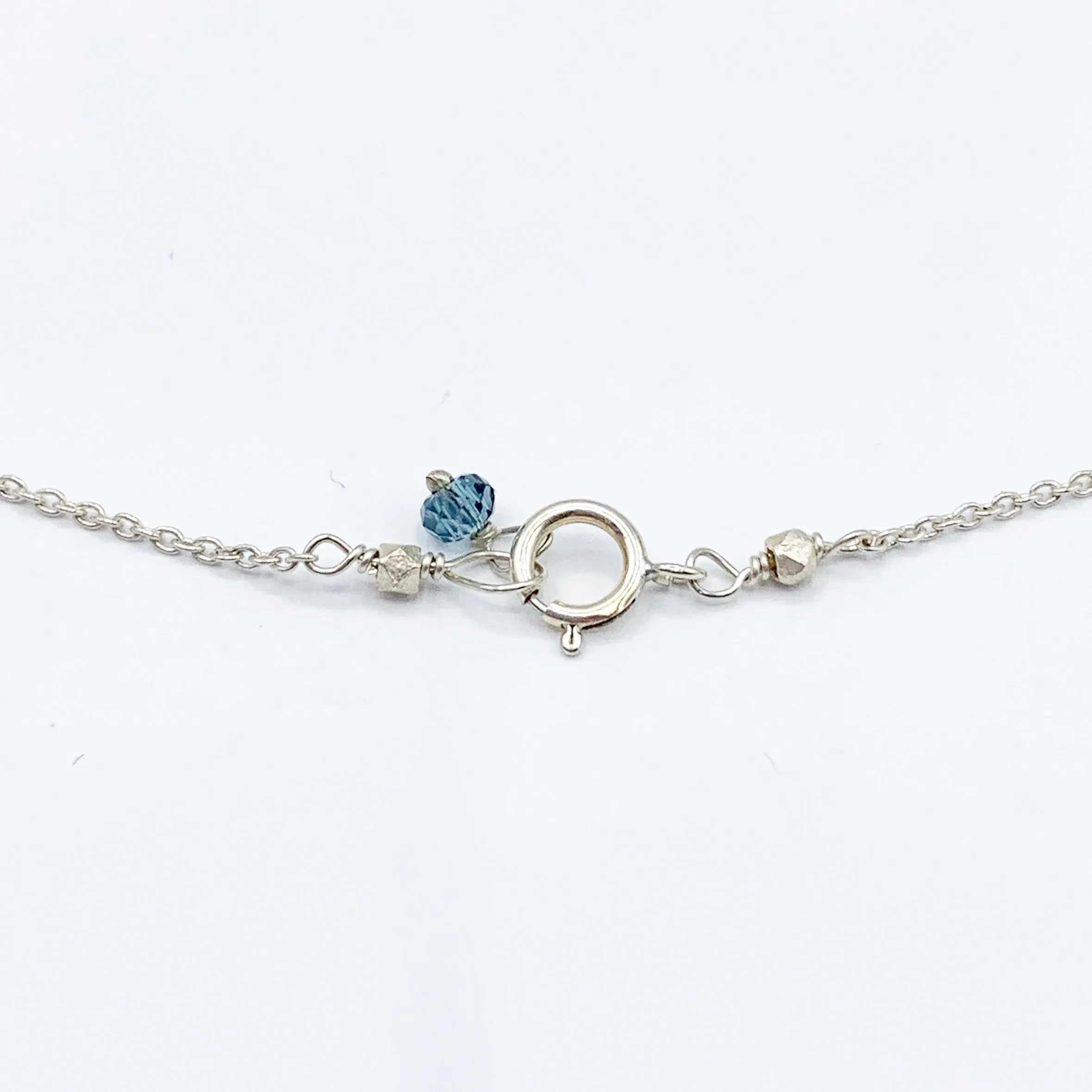 White Sterling Silver Necklace with Blue Topaz
