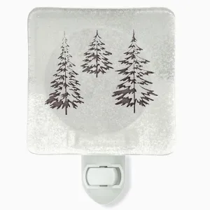 Winter Nature Scene  Pine Trees “Snow Globe” Fused Glass Night Light